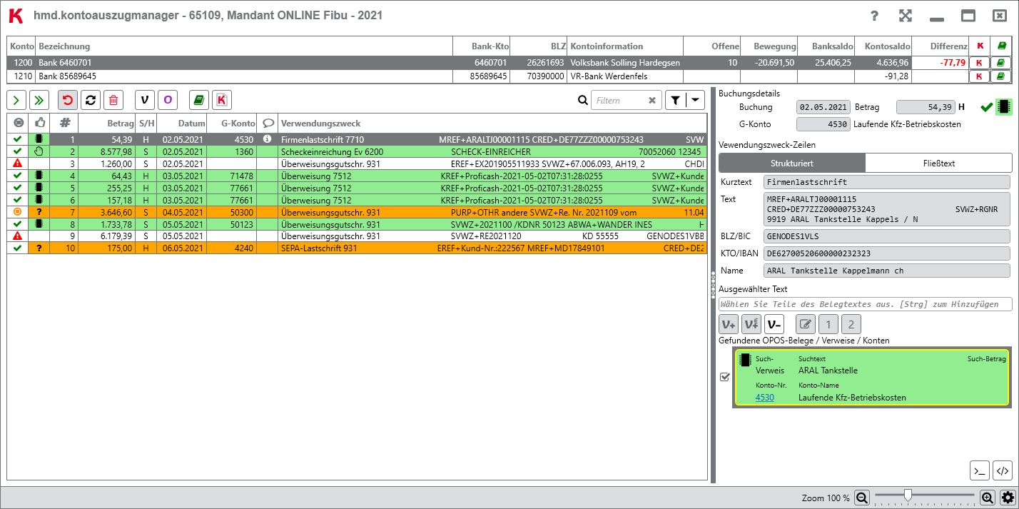 Rechnungswesen f�r Buchhalter - Finanzbuchhaltung - Kontoauszugsmanager - �bersicht