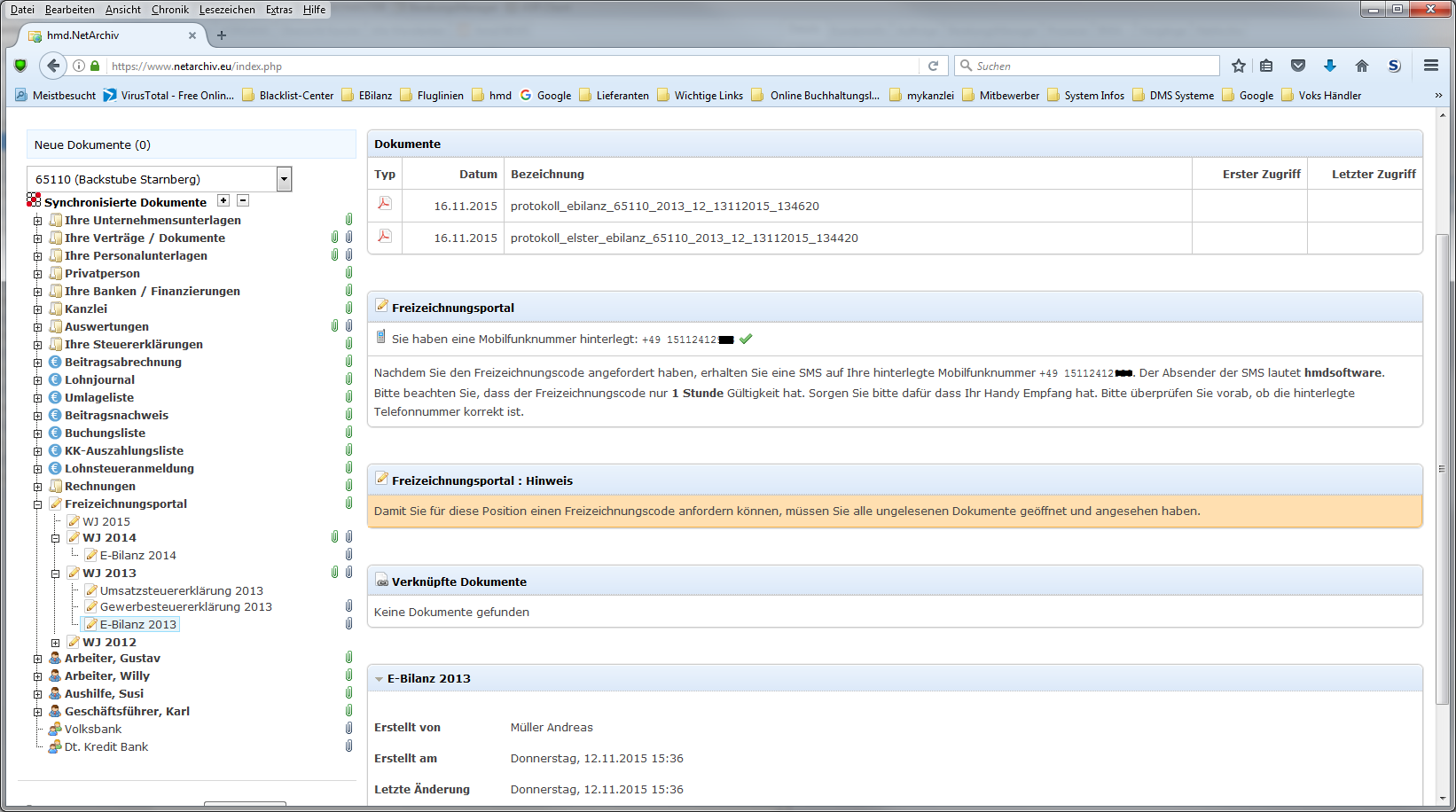 Onlinel�sungen f�r Buchhalter - Mandantenl�sungen - Freizeichnungsportal - Netarchiv - Ansicht