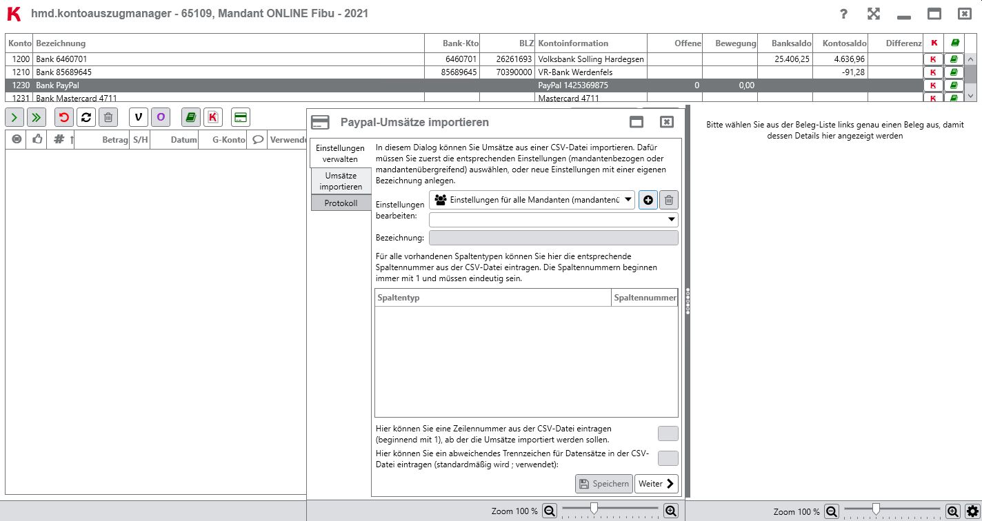 Rechnungswesen f�r Buchhalter - Finanzbuchhaltung - Kontoauszugsmanager - PayPal