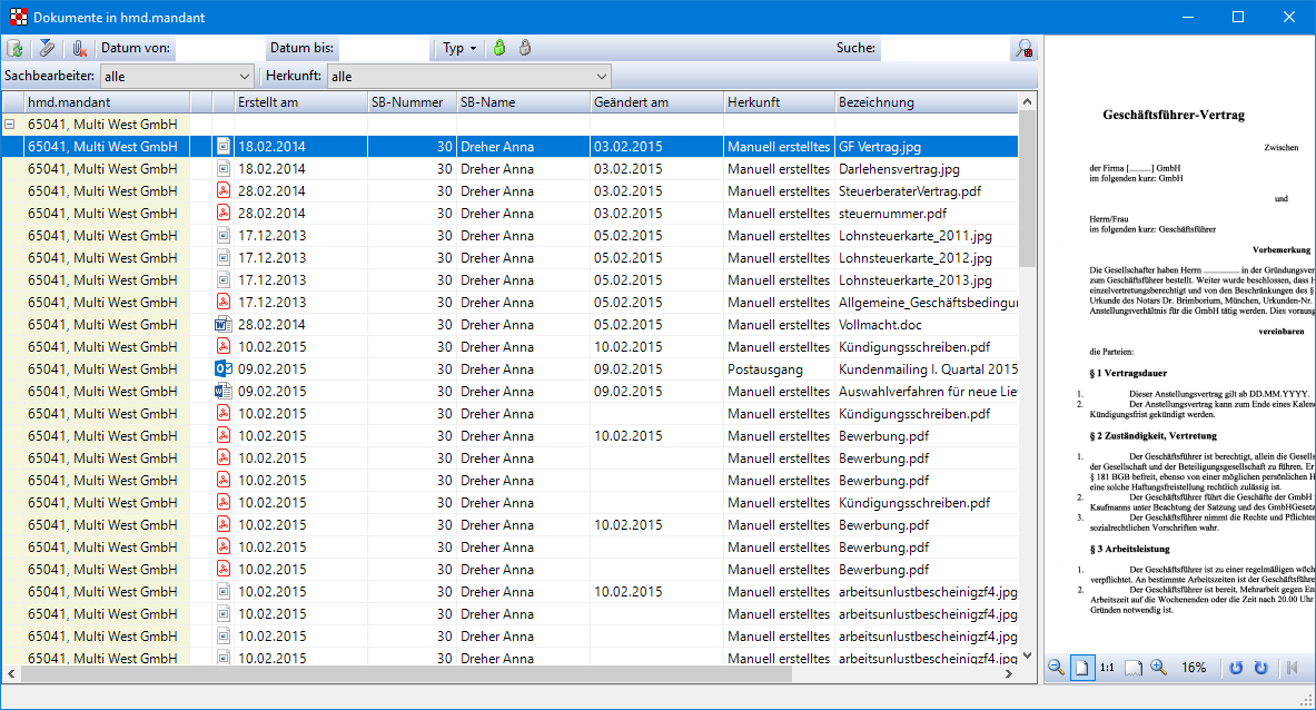 Dokumentenmanagement f�r Buchhalter - Organisation - Dokumente -DMS - �bersichten