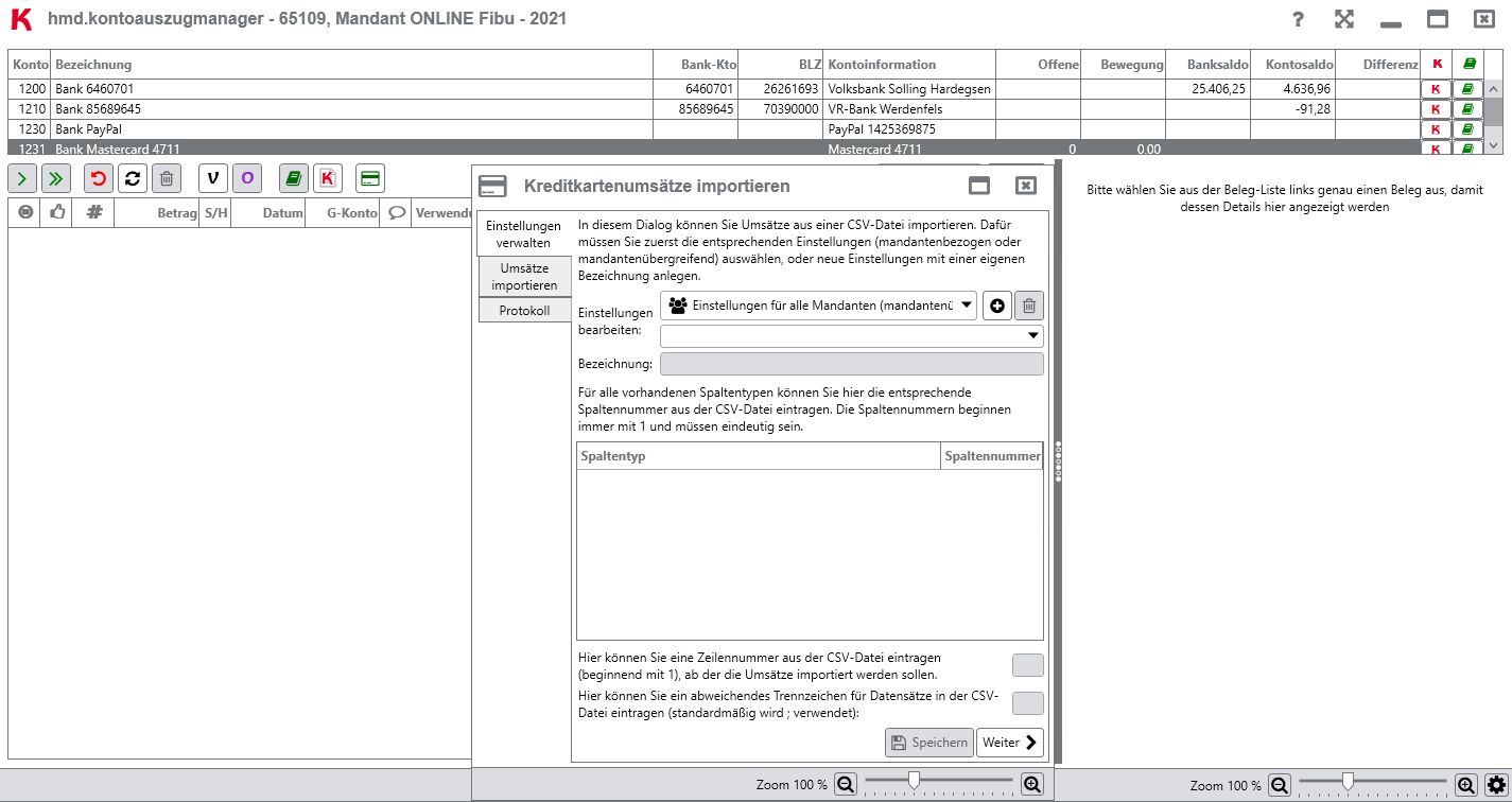 Rechnungswesen f�r Buchhalter - Finanzbuchhaltung - Kontoauszugsmanager - Kreditkartenums�tze