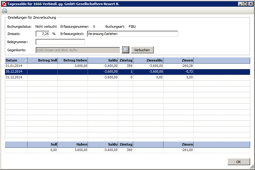 Rechnungswesen f�r Buchhalter - Finanzbuchhaltung - Zinsrechner - Kontoblatt - �bersicht